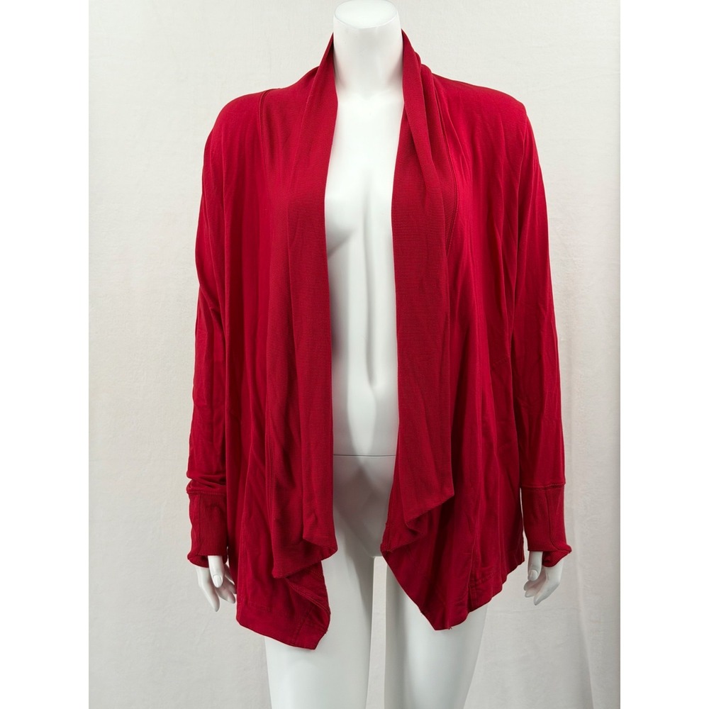 Athleta Sweater Women Small Red Berry Pranayama Wrap Cardigan Stretch Athleisure